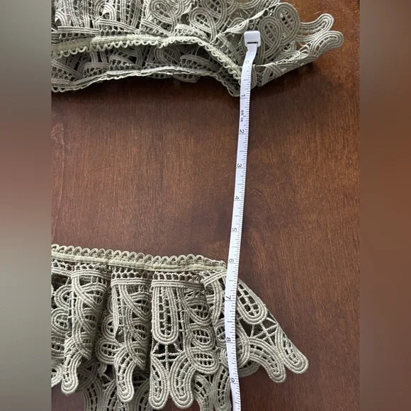 Anthropologie Eri + Ali Olive Ruffled Eyelet Lace Tank Top XS Cottagecore Boho - Picture 10 of 11